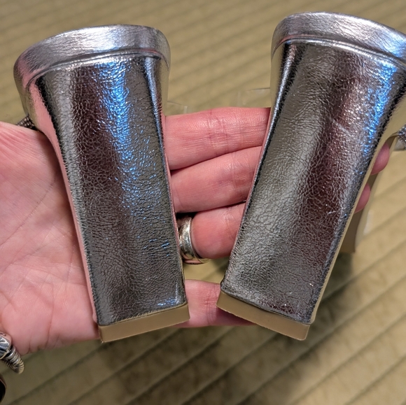 Billini Reva Silver Slip On Mule Women's Rhinestones Heels Size 7 Sparkly Shoes - Picture 5 of 16